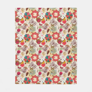 Blumenmuster in Retro Art 4 Fleecedecke