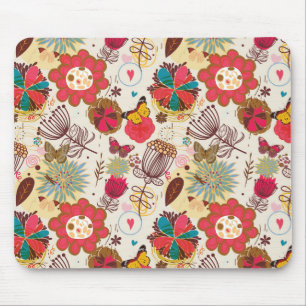 Blumenmuster in Retro Art 4 Mousepad