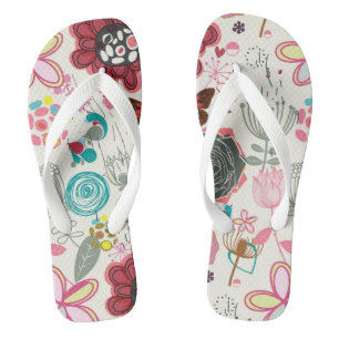 Blumenmuster in Retro Art 5 Flip Flops