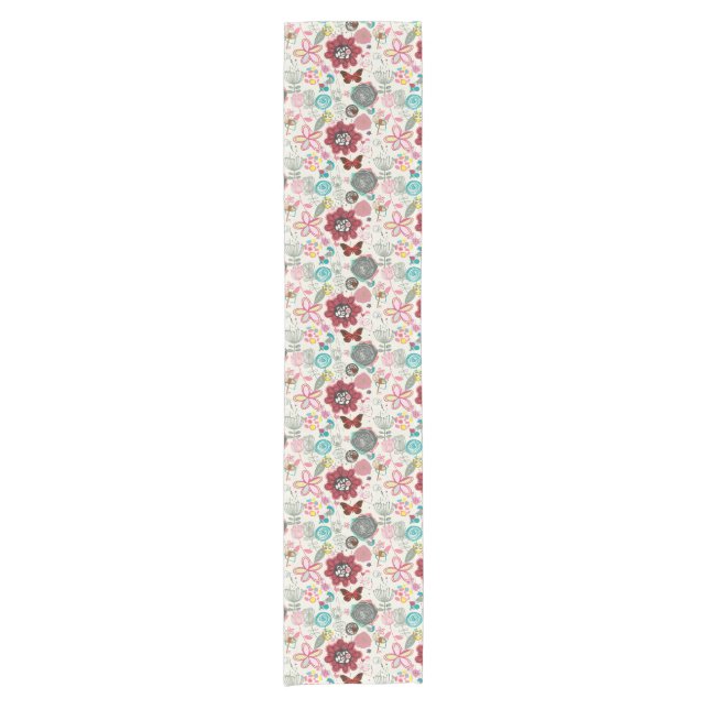 Blumenmuster in Retro Art 5 Kurzer Tischläufer (Vorderseite)