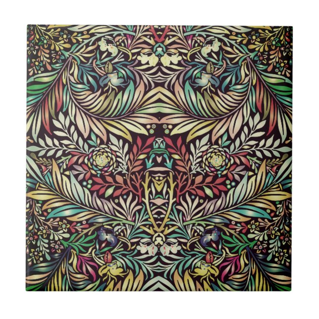 Blumenmuster in Retrofarben, antiker Stilvect Fliese (Vorderseite)