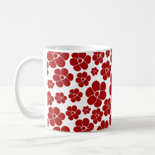 Blumenmuster in Rot und Weiß Kaffeetasse