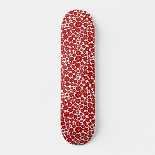 Blumenmuster in Rot und Weiß Skateboard