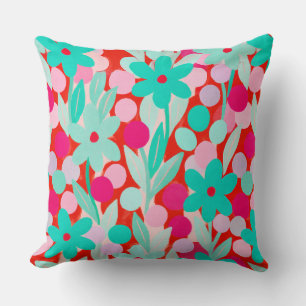 Blumenmuster in rotem Design Kissen