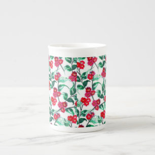 Blumenmuster in roter Farbe-56698 Prozellantasse