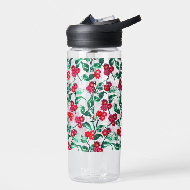 Blumenmuster in roter Farbe-56698 Trinkflasche (Links)