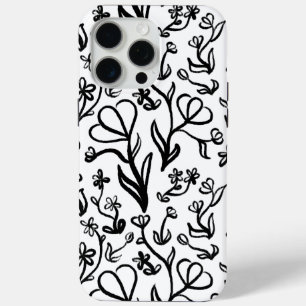 Blumenmuster in Schwarz und Weiß Case-Mate iPhone Hülle