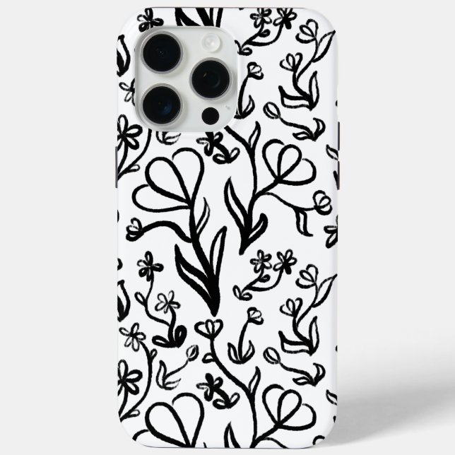 Blumenmuster in Schwarz und Weiß Case-Mate iPhone Hülle (Rückseite)