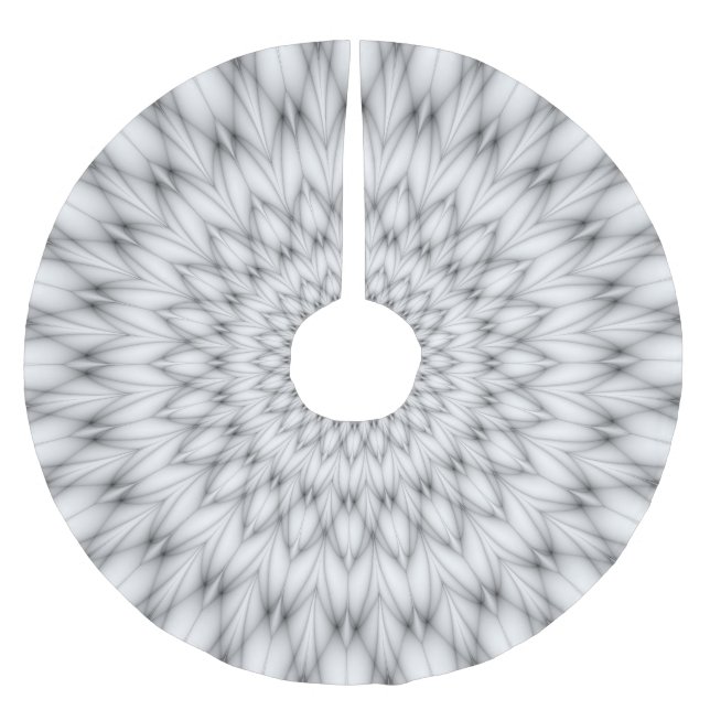 Blumenmuster in Schwarz und Weiß Polyester Weihnachtsbaumdecke (Vorderseite)