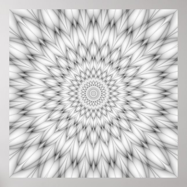 Blumenmuster in Schwarz und Weiß Poster (Vorne)