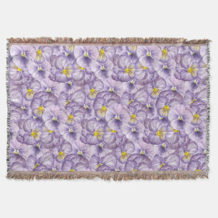Blumenmuster in Wasserfarbe mit violetten Stiefmüt Decke