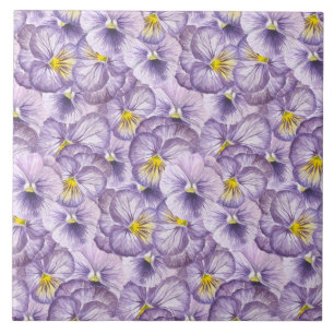 Blumenmuster in Wasserfarbe mit violetten Stiefmüt Fliese