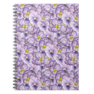 Blumenmuster in Wasserfarbe mit violetten Stiefmüt Notizblock