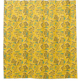 Blumenmuster in zarten Zweigen und Knospen Duschvorhang