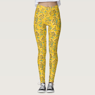 Blumenmuster in zarten Zweigen und Knospen Leggings