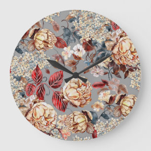 Blumenmuster, Jugendstil. Große Wanduhr
