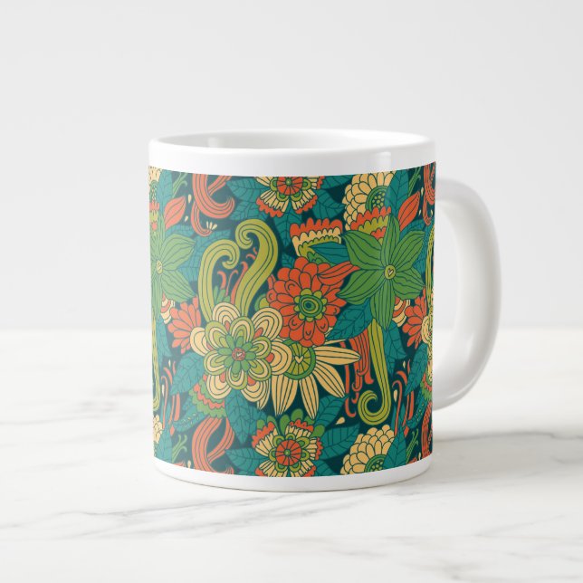 Blumenmuster Jumbo-Tasse (Vorderseite Rechts)