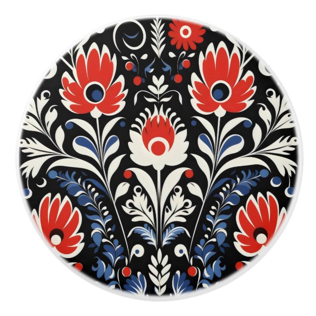 Blumenmuster Keramikknauf (Vorderseite)