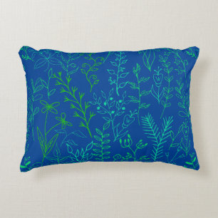 Blumenmuster klassisch Grünstich A02.b Blau BG Dekokissen