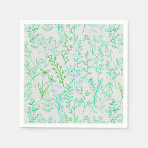 Blumenmuster klassischer Grünton A02.b Aus Weiß Serviette