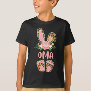 Blumenmuster Leopard Oma Hase frohe Ostern Frühlin T-Shirt