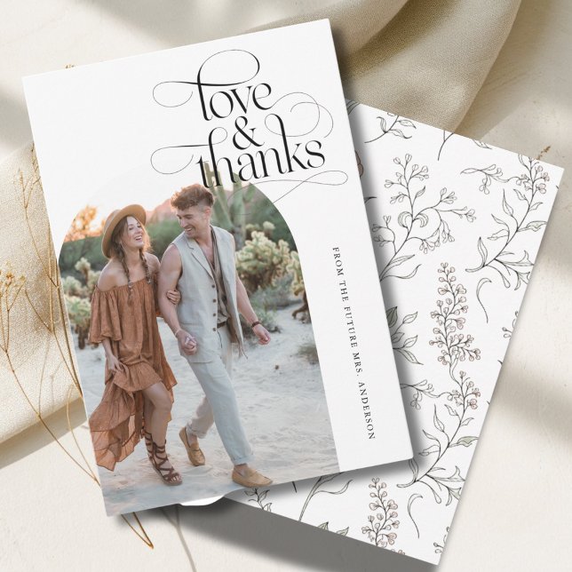 Blumenmuster-Liebe und Foto-Brautparty Dankeskarte (Von Creator hochgeladen)
