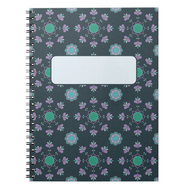 Blumenmuster lila und grüner Blume Notizblock (Vorderseite)