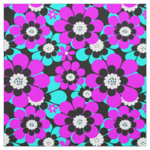 Blumenmuster Lila und türkisfarbene Blume Stoff