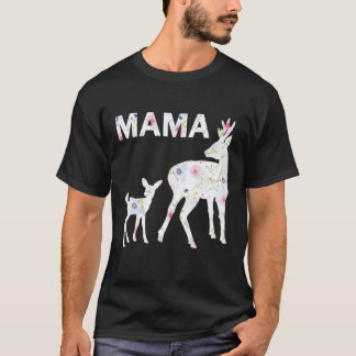 Blumenmuster Mama Fawn Doe Angepasst Scoop Mütter T-Shirt