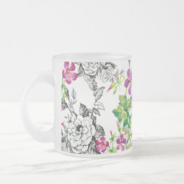 Blumenmuster Mattglastasse (Links)