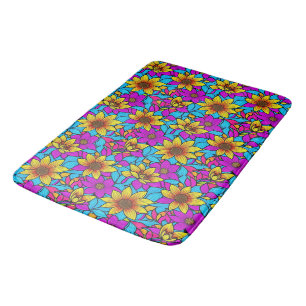 Blumenmuster mit abstrakter Linie Art 10 - Bathmat Badematte