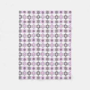 Blumenmuster mit Blasen (rosa und grau) Fleecedecke
