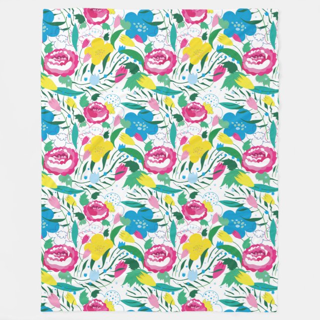 Blumenmuster mit bunten Bouquets. Fleecedecke (Vorderseite)