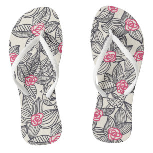 Blumenmuster mit Cartoon-Vögeln 2 Flip Flops