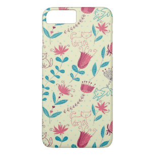 Blumenmuster mit Cartoonkatzen Case-Mate iPhone Hülle