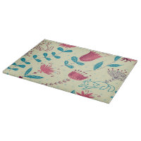 Blumenmuster mit Cartoonkatzen