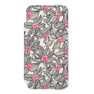 Blumenmuster mit Cartoonvögeln Incipio Watson™ iPhone 5 Geldbörsen Hülle