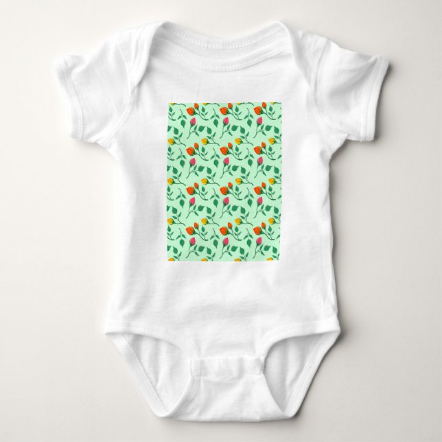 Blumenmuster mit farbigen Blume der Rose Baby Strampler (Vorderseite)