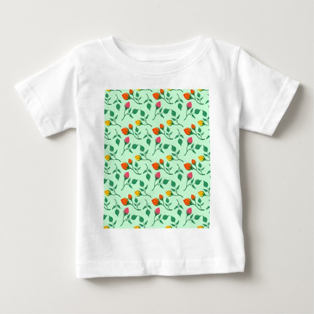 Blumenmuster mit farbigen Blume der Rose Baby T-shirt (Vorderseite)