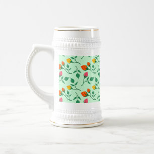 Blumenmuster mit farbigen Blume der Rose Bierglas