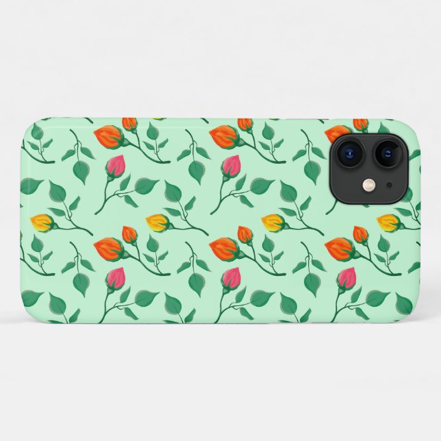 Blumenmuster mit farbigen Blume der Rose Case-Mate iPhone Hülle (Rückseite (Horizontal))