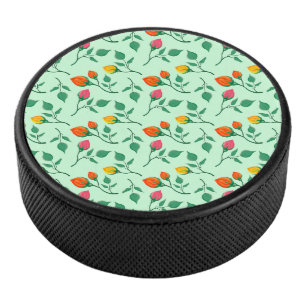 Blumenmuster mit farbigen Blume der Rose Eishockey Puck