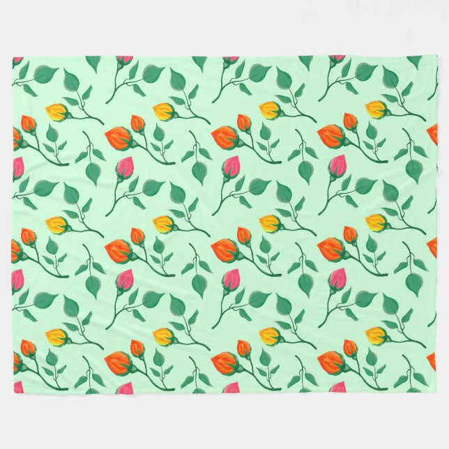 Blumenmuster mit farbigen Blume der Rose Fleecedecke (Vorderseite (Horizontal))