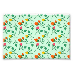 Blumenmuster mit farbigen Blume der Rose Fotodruck