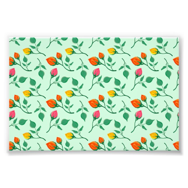 Blumenmuster mit farbigen Blume der Rose Fotodruck (Vorne)