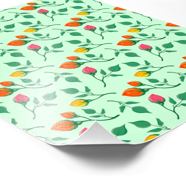 Blumenmuster mit farbigen Blume der Rose Fotodruck (Ecke)