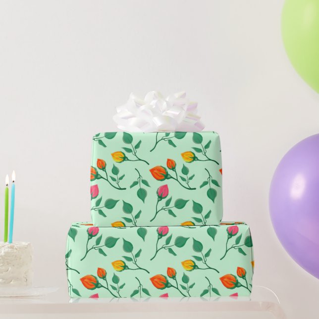Blumenmuster mit farbigen Blume der Rose Geschenkpapier (Partygeschenke)