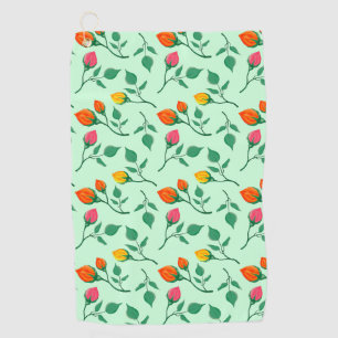 Blumenmuster mit farbigen Blume der Rose Golfhandtuch