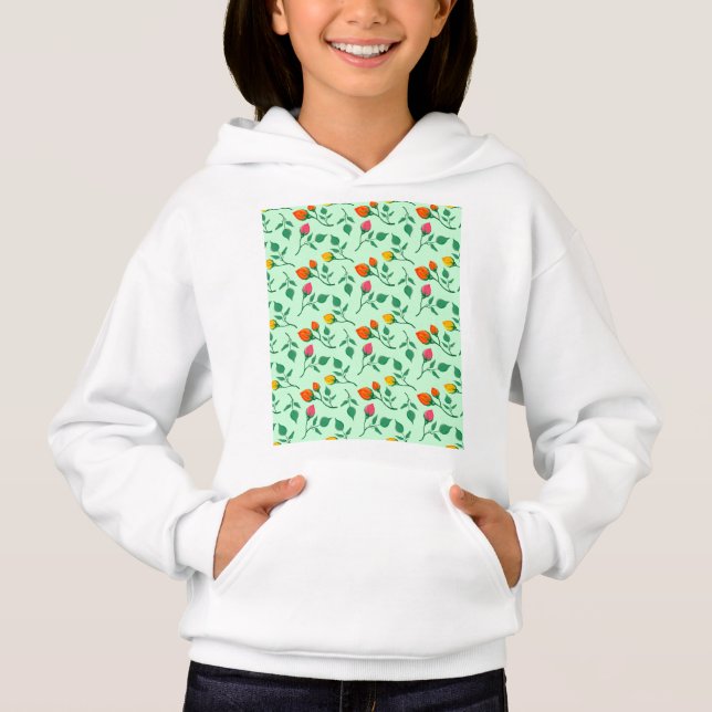 Blumenmuster mit farbigen Blume der Rose Hoodie (Vorderseite)