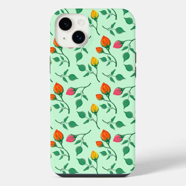 Blumenmuster mit farbigen Blume der Rose iPhone Hülle (Rückseite)